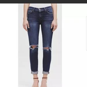 L'Agence Rachel Jeans Sz 25 Slim High Rise Distressed Dark Wash